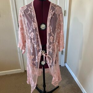Pink Lace Beach Cover up Robe